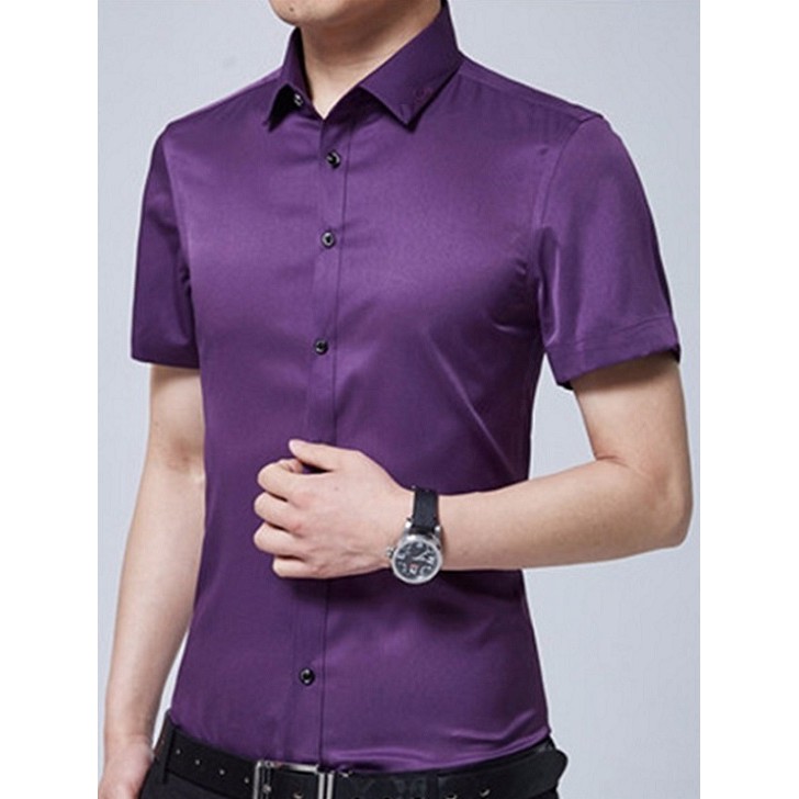 [HCM]Áo sơ mi nam ngắn tay tím than