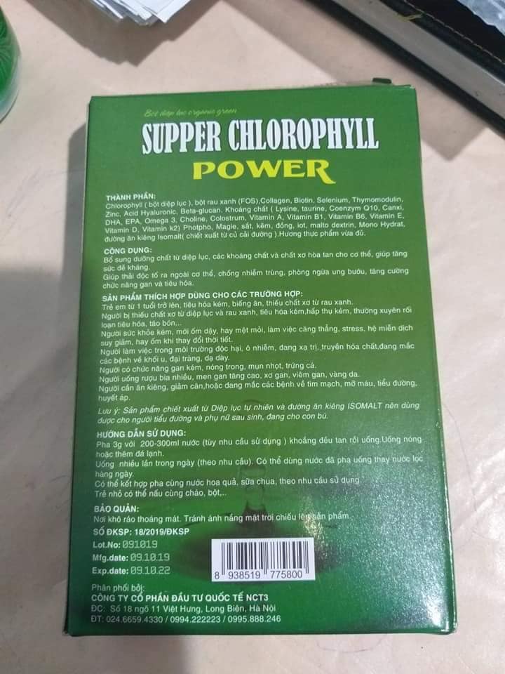 bột diệp lục chlorophyll power thải độc