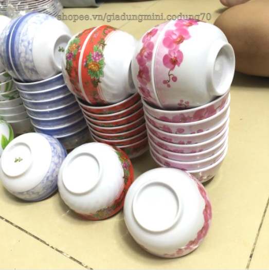 Chén cơm nhựa Mica, bát ăn cơm bằng nhựa melamine, Nhiều hoa văn