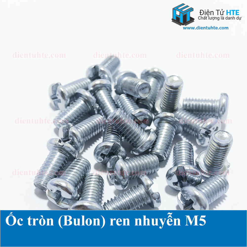 Ốc tròn (Bulon) + Đai ốc ren nhuyễn M5