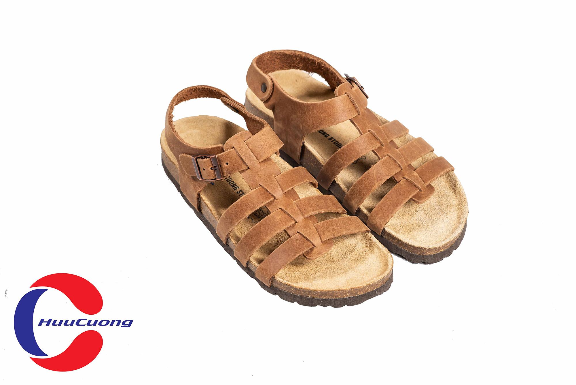 Giày sandal chiến binh da bò nam nữ đế trấu