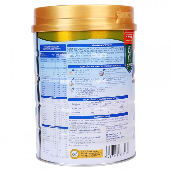 Sữa bột Metacare 2 loại 900g