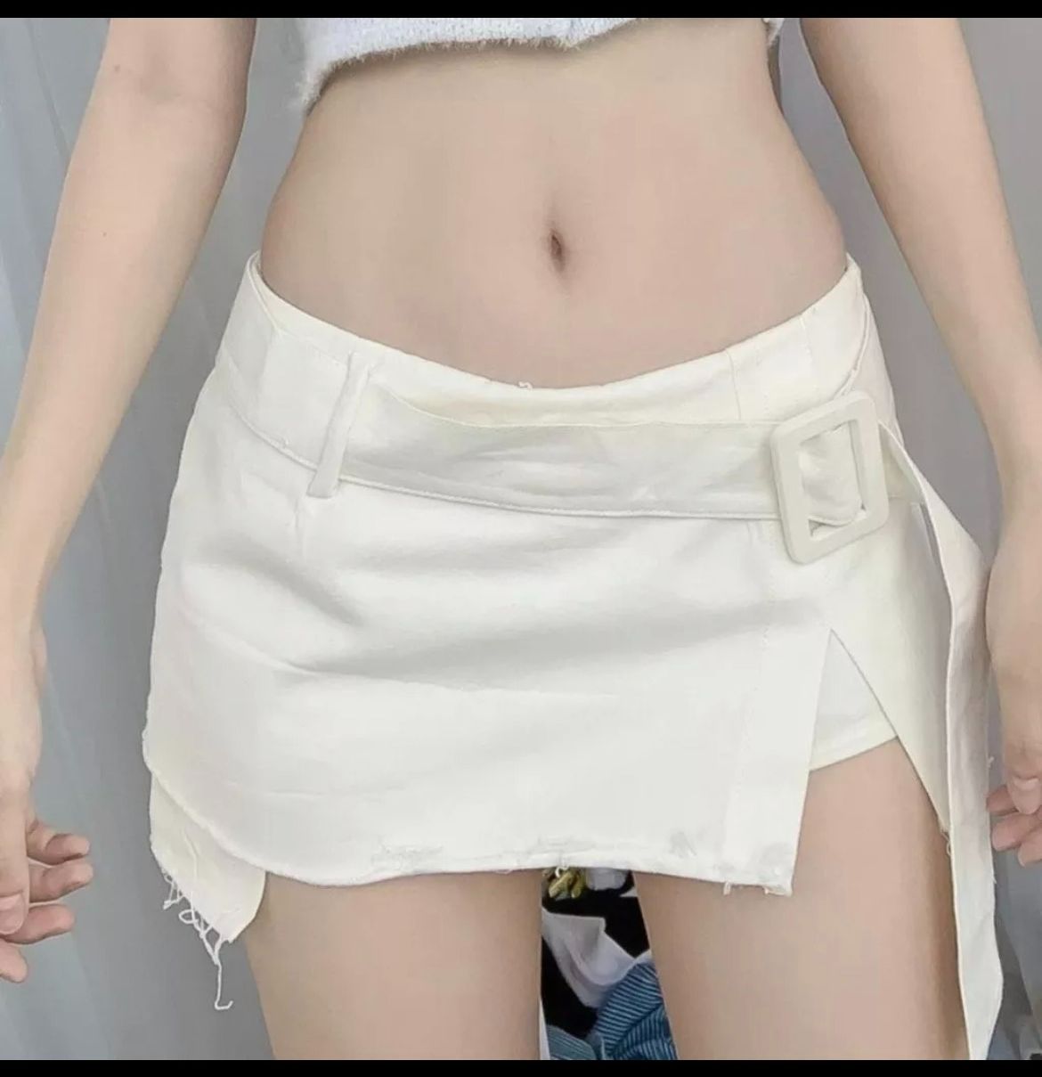 Chân váy kaki kèm nịt xẻ tà bên Chân váy xẻ tà kèm dây nịt dáng ôm vòng 3 sexxy 🌈🌈U9998p