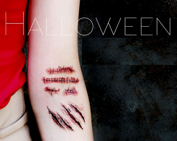 Hình dán tatoo vết thương halloween D18