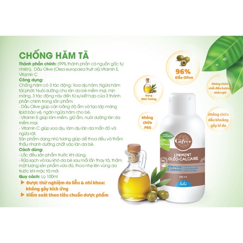 Kem bôi chống hăm cho bé Gilbert Liniment oléo-calcaire 100ml