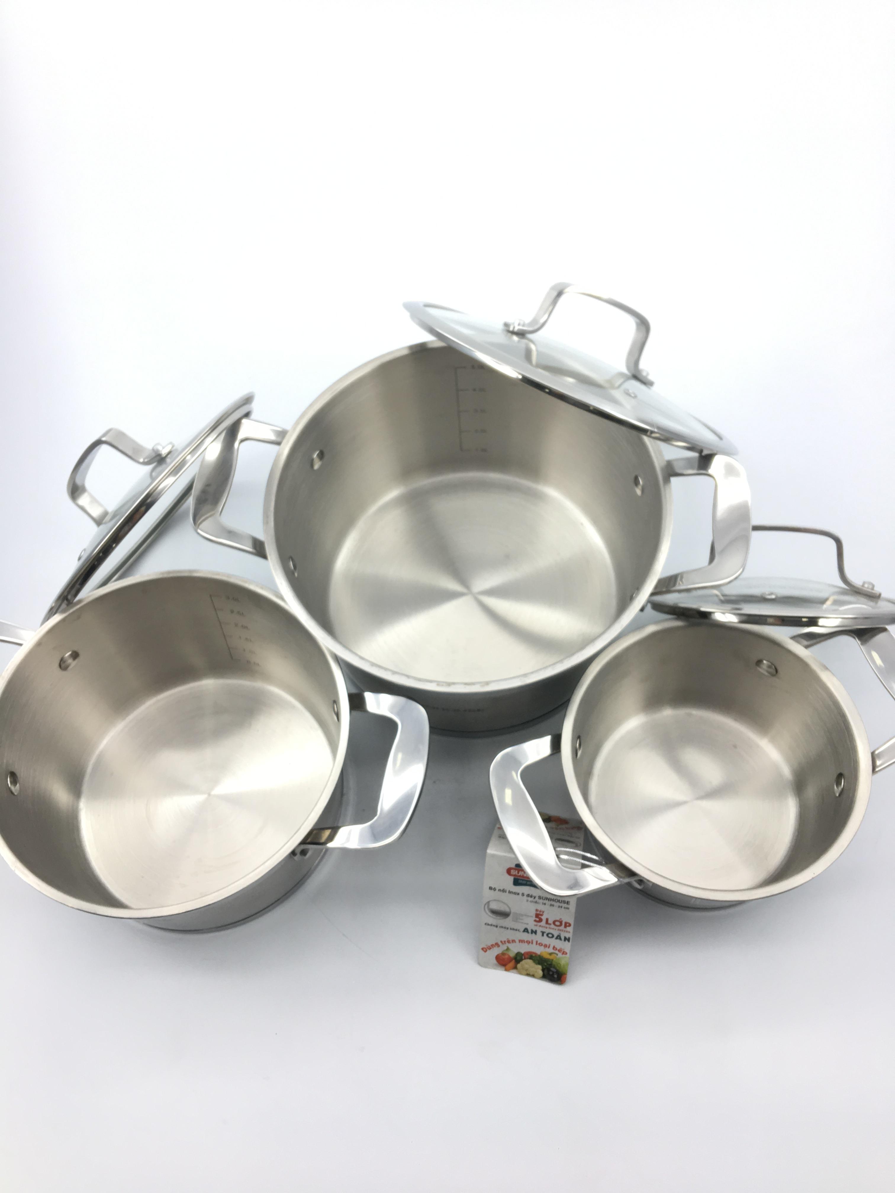 BỘ NỒI INOX 5 ĐÁY SUNHOUSE SH779