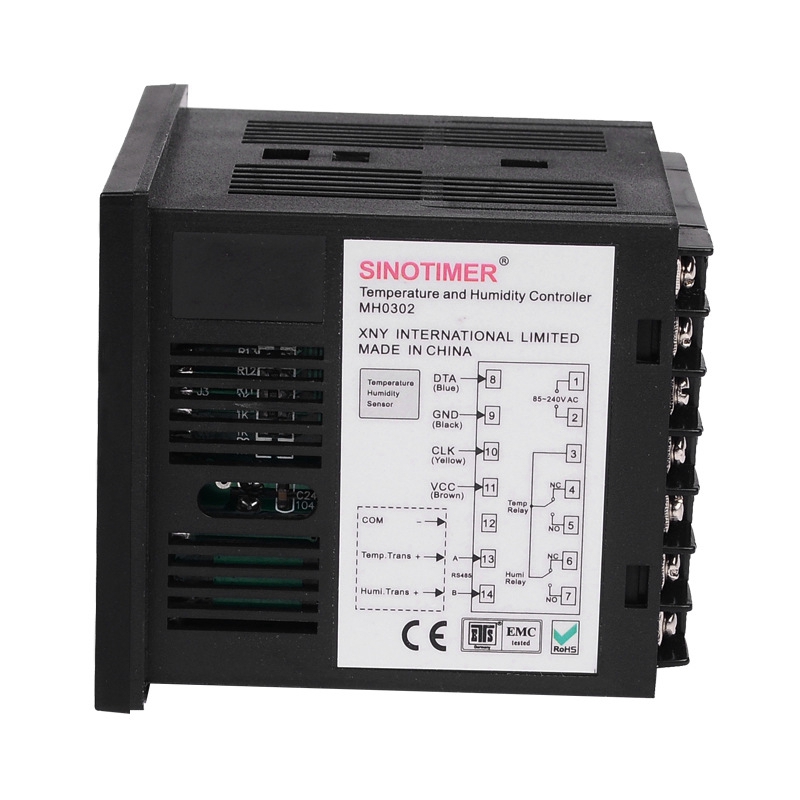SINOTIMER Temperature Humidity Controller, MH0302 Panel Mounted Digital Temperature and Humidity Controller Sensor