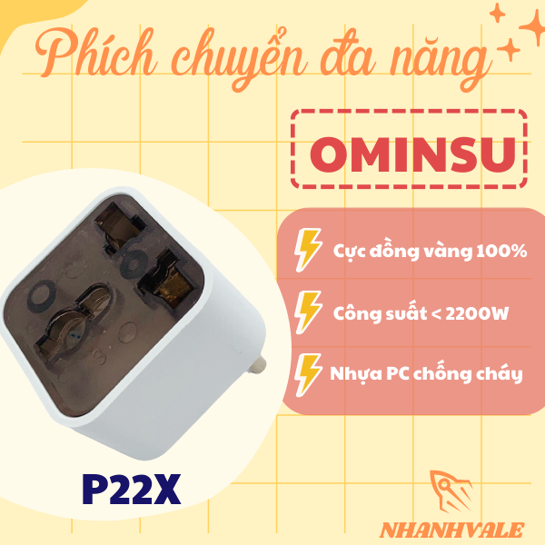 Phích cắm chuyển 3 ra 2, Phích nối đa năng 2 ra 3 chân OMINSU chất lượng cao