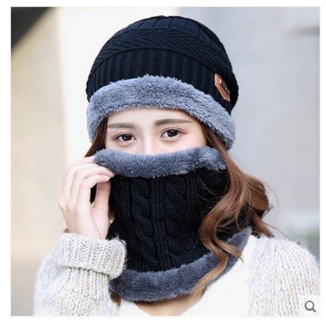 Set bộ khăn ống mũ len lót lông