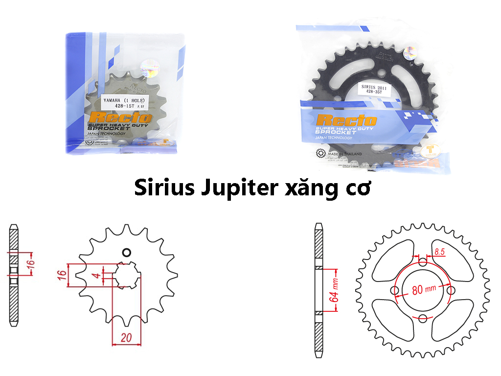 Recto Sirius Jupiter xăng cơ Nhông dĩa