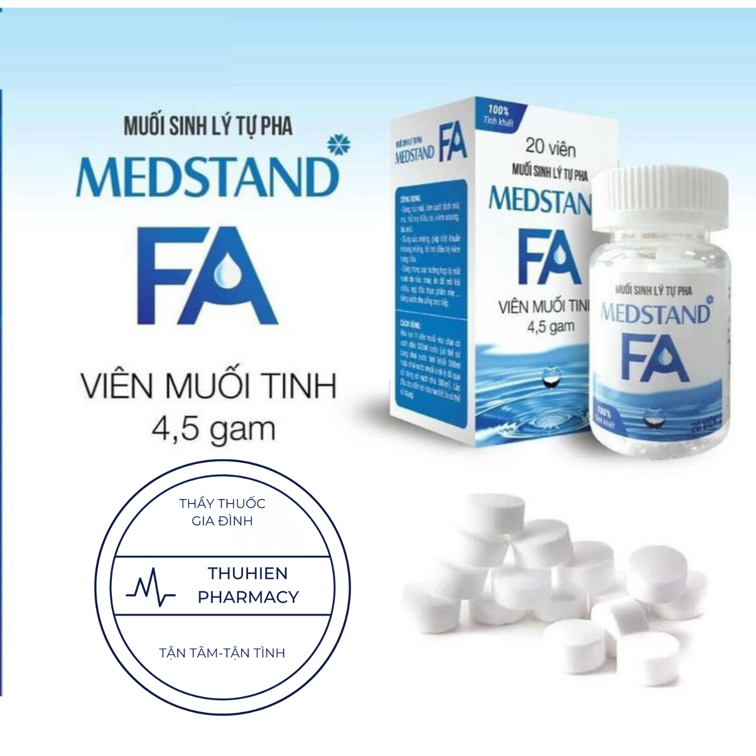 MUỐI SINH LÝ TỰ PHA MEDSTAND - VIÊN MUỐI TINH 4,5gam