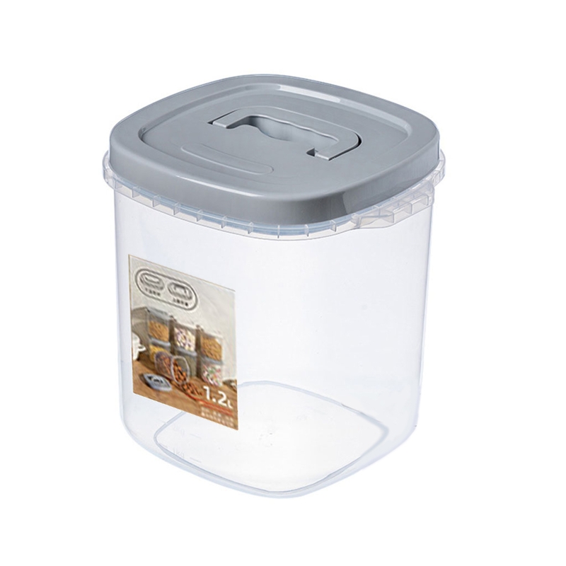 Sealed Flour Storage Tank 1.2L/5KG Food Storage Container Airtight Rice Container Bin with Measuring Cup Cereal Storage