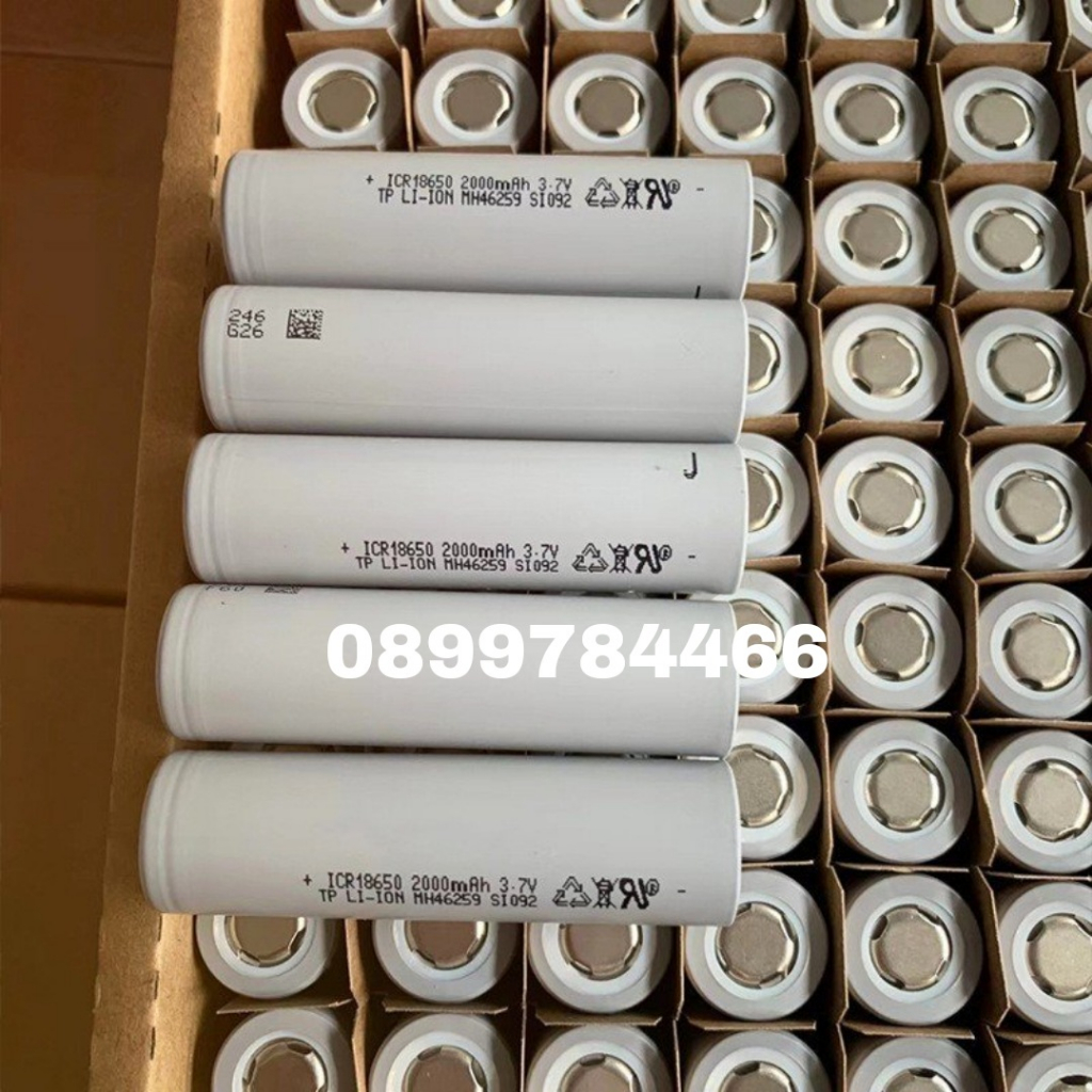 Combo 10 cell pin 18650 tp xám 2000mah xả 10c/20a hàng mới chính bao test dung lượng