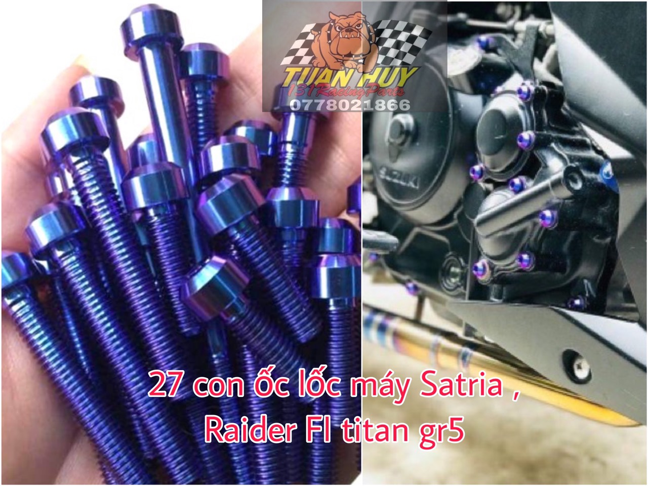 Ốc lốc máy cho Raider  Satria FI full lốc Titan Gr5 ( 27 con )