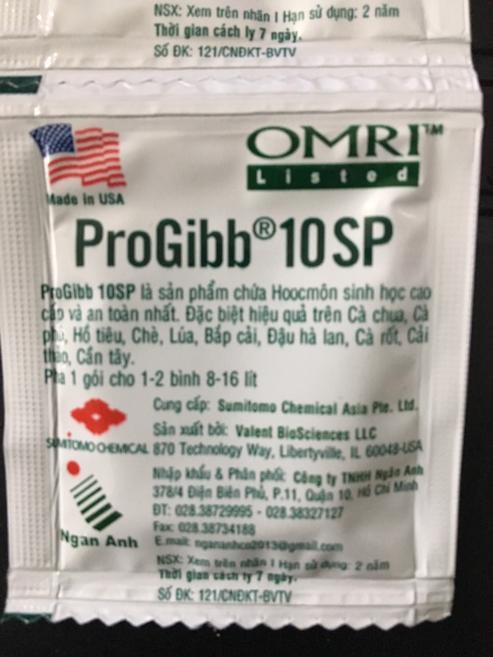 Phân bón lá PROGIBB 10SP GA3 MỸ 2 Gói 1g