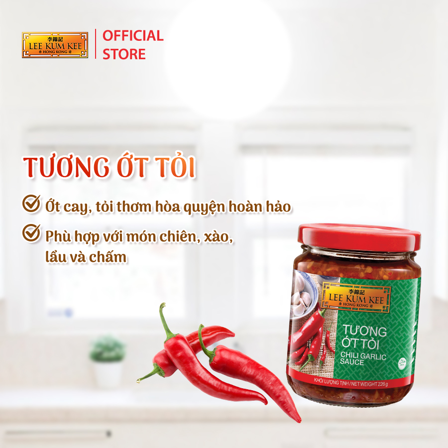 [Đơn 150K Tặng Gói Sốt] Tương ớt tỏi LEE KUM KEE CHILLI GARLIC SAUCE hũ thủy tinh 226 gram