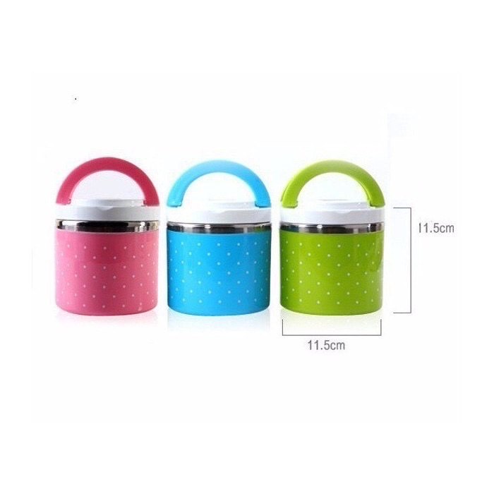 Cặp lồng giữ nhiệt 1 tầng chấm bi inox