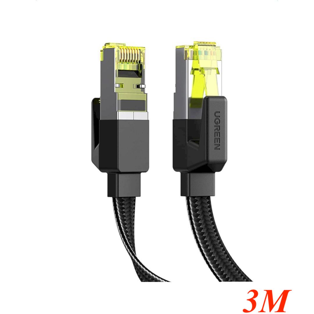Ugreen 40162 3m cat7 flat 10gbps 600mhz ethernet cable braided black nw189