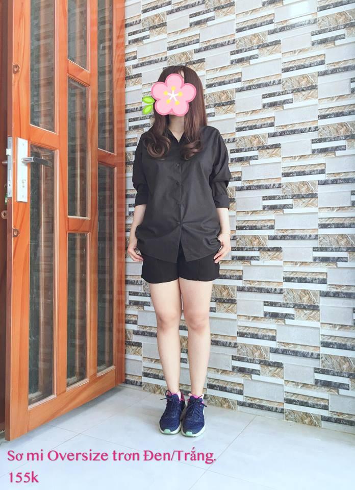 Sơ mi Oversize trơn trắng / đen