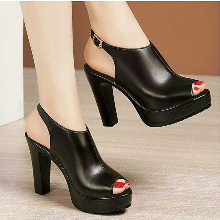 Giày sandan gót vuông 10 phân thời trang cao cấp