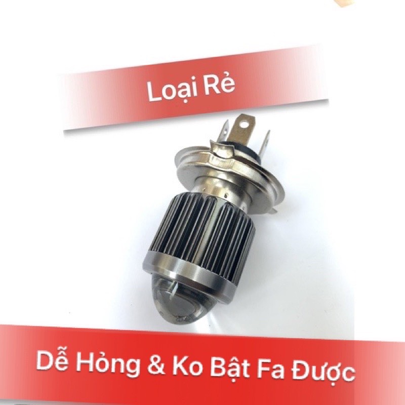 Đèn Pha Bi Cầu Mini Chân H4 Xe Máy Cos Vàng Pha Trắng Chip Mini L2