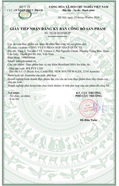 (Tem chemist) DHA Bio Island DHA của Úc cho bé
