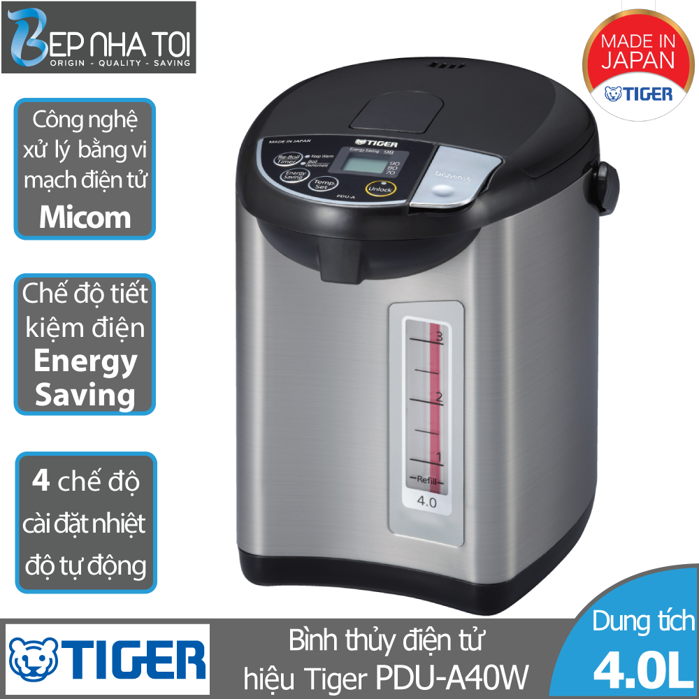 [Trả góp 0%]Bình thủy điện tử Tiger PDU-A40W (4.0L)