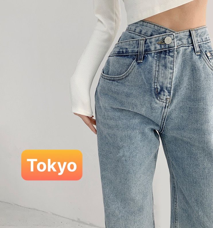 QUẦN JEAN BAGGY NỮ CHẤT BÒ XANH ĐEN CÚC CẠP CHÉO KIỂU BẢN TO ỐNG SUÔNG RỘNG LƯNG CAO NÂNG MÔNG SANG CHẢNH DB-177 - TOKYO FASHION