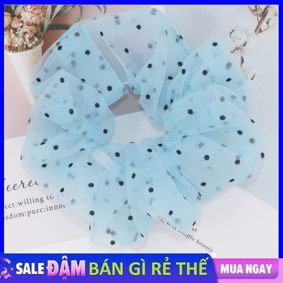 Cột (buộc) tóc scrunchies Voan Chấm Bi xinh xắn
