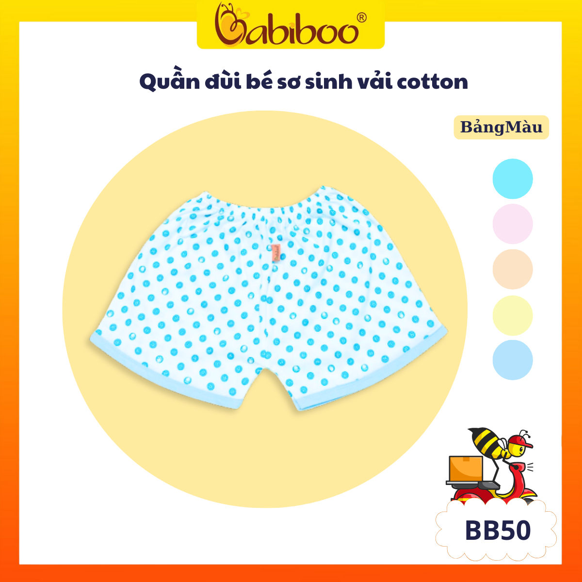 Quần sơ sinh ngắn cotton chấm bi babiboo- bb50