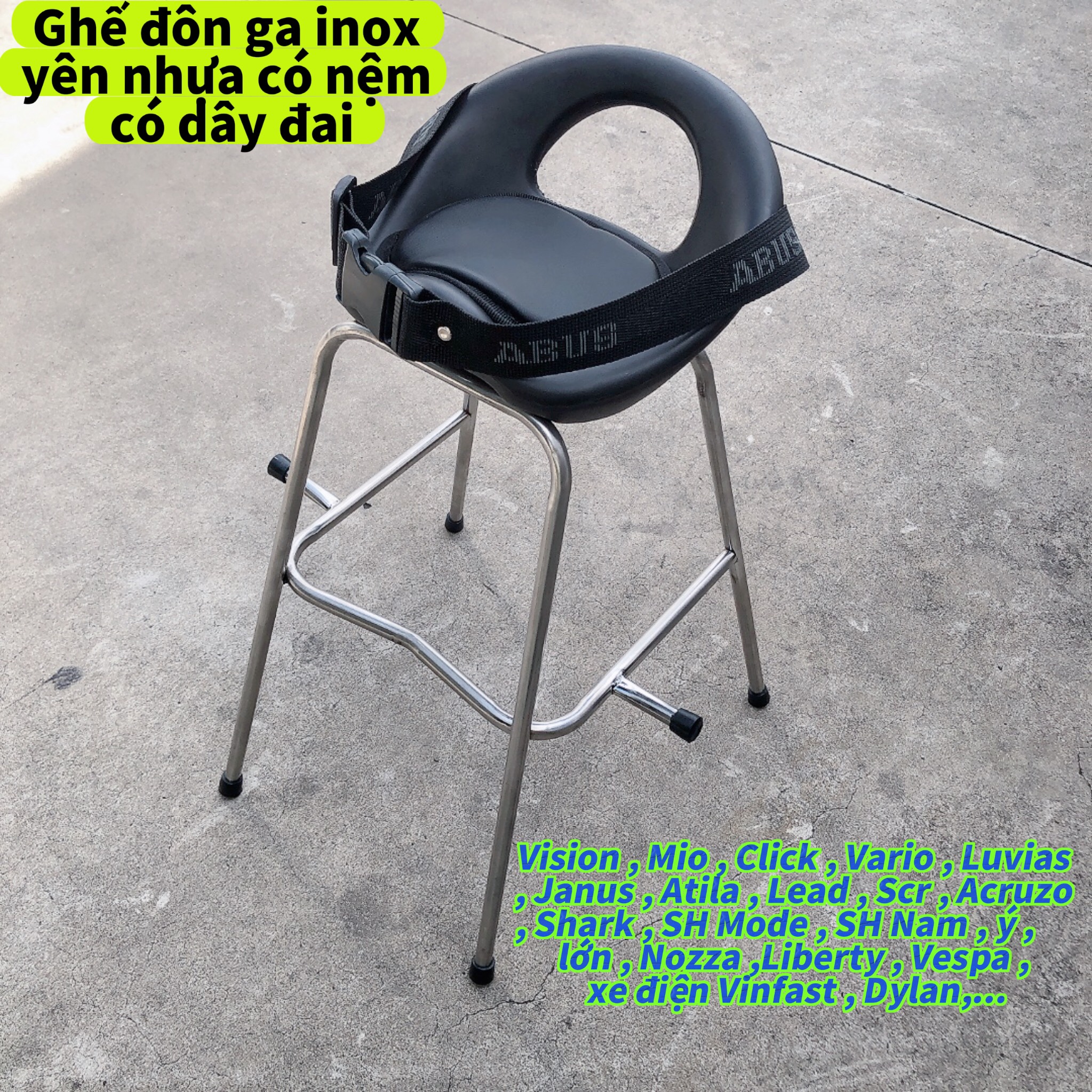 Mẫu mới ghế ngồi xe tay ga đa năng , ghế đôn ga yên nhựa có nệm , có dây đai