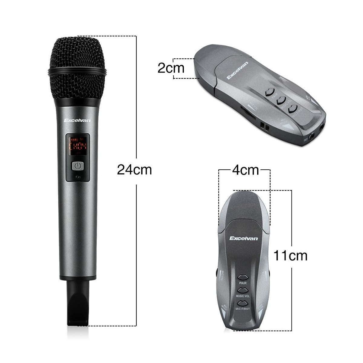 Micro Karaoke không dây Excelvan K18V 01 mic VHF