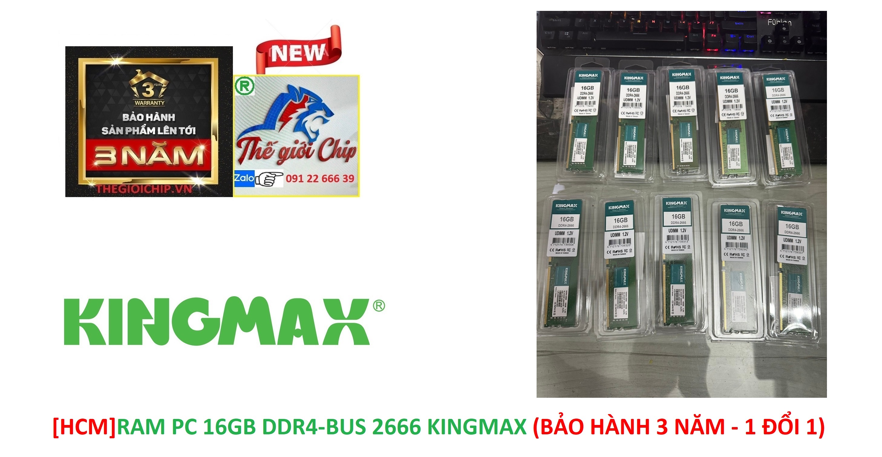 [HCM]RAM PC 16GB DDR4-BUS 2666 KINGMAX (BẢO HÀNH 3 NĂM - 1 ĐỔI 1)