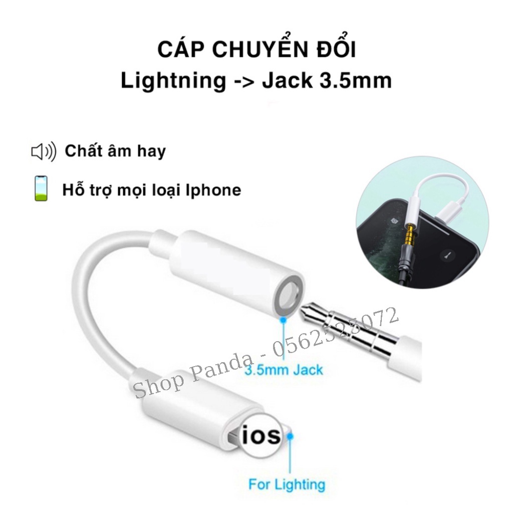 Cáp chuyển đổi cổng Lightning iPhone sang jack tai nghe 3.5 mm(1 đầu)