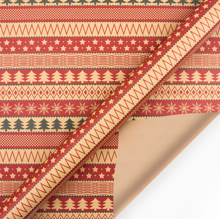 Giấy Gói Quà Giáng Sinh Phong Cách Retro Châu Âu Giấy Kraft Noel 70x50cm