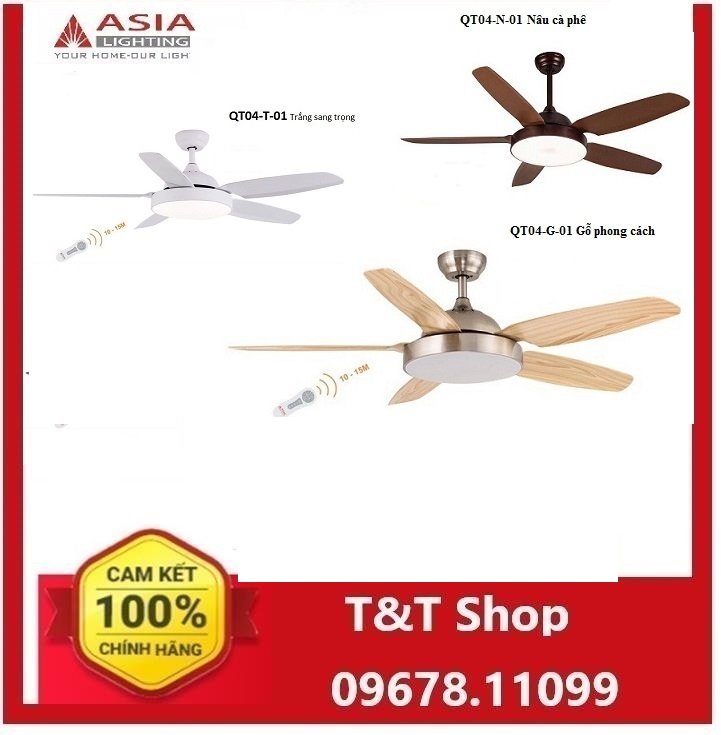 Quạt trần đèn cao cấp QT04-N-01 Asia
