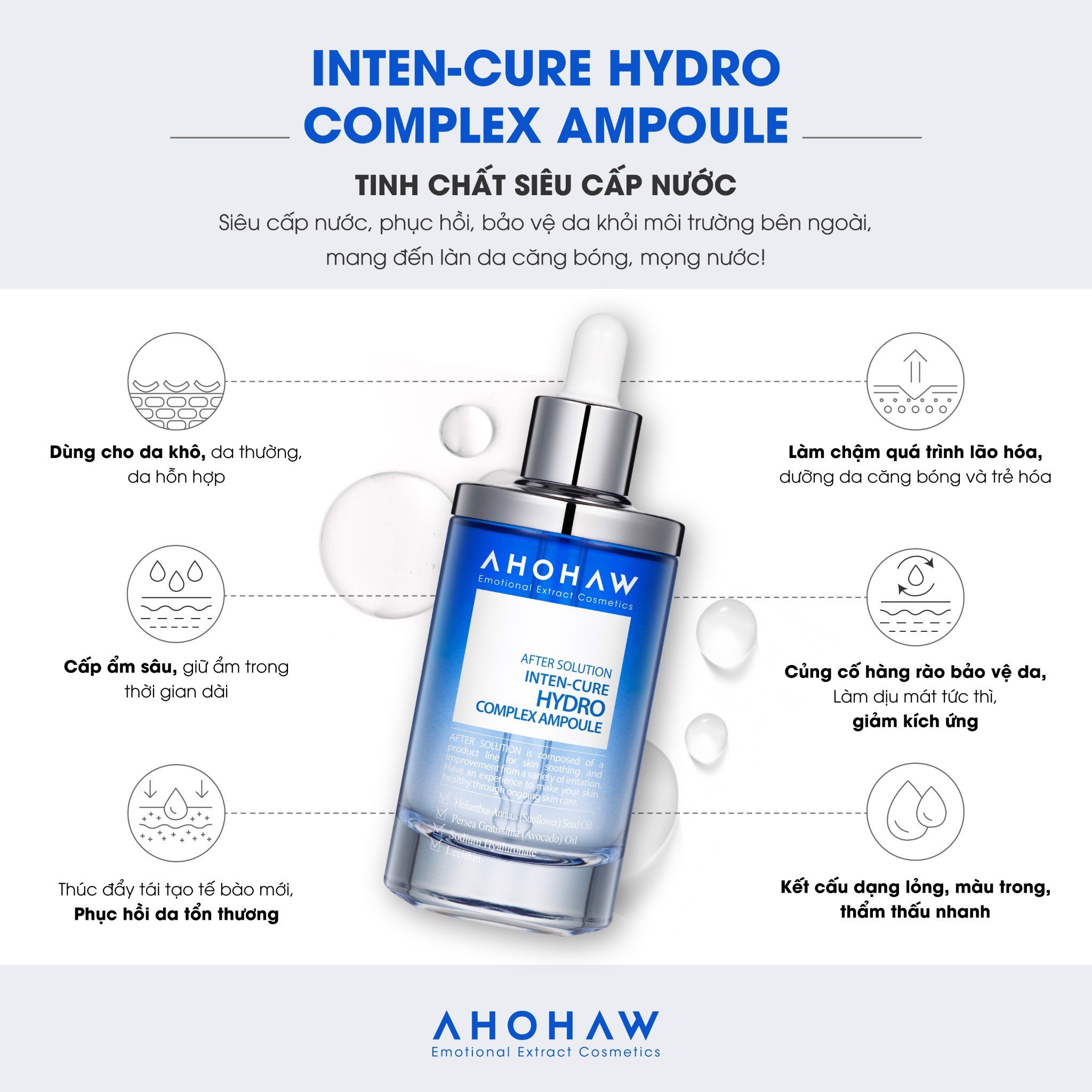 [Tặng quà] Tinh Chất Cấp Ẩm Ahohwa Inten-Cure Hydro Complex Ampoule (50ml)