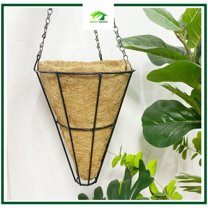 [GREEN HOUSE] Chậu treo xơ dừa chóp nón trang trí