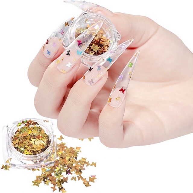 Phụ Kiện Trang Trí Móng Tay Hình Bướm ( Set 12 Màu )