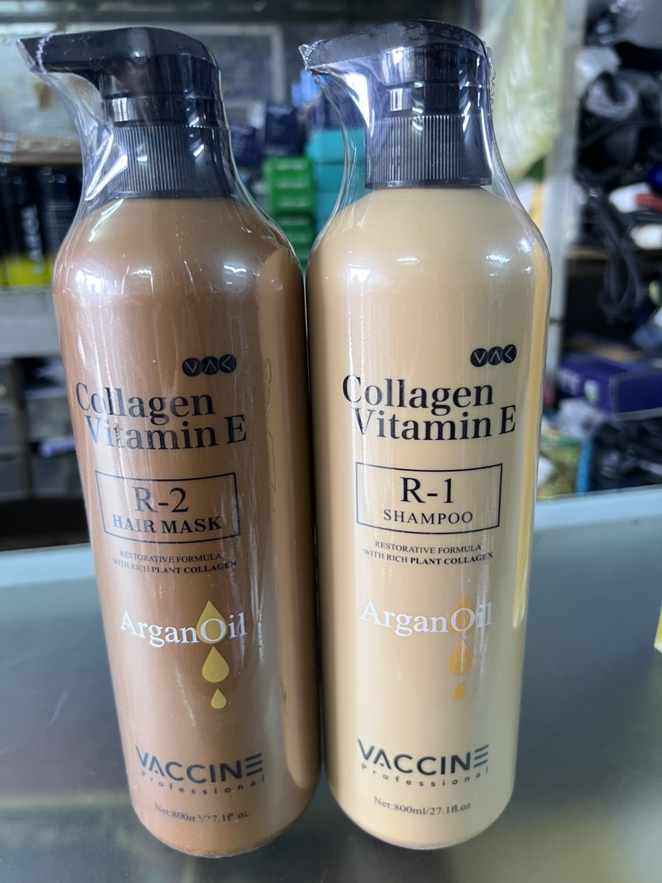 CẶP DẦU GỘI XẢ COLLAGEN VITAMIN E VACCINE 800ML X2