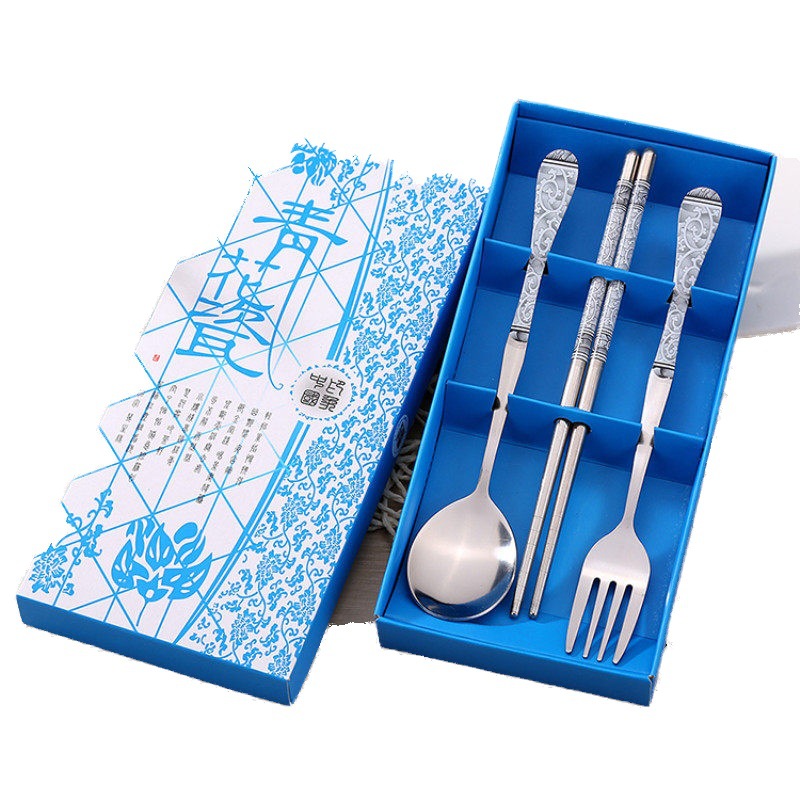 BỘ THÌA ĐŨA NĨA HOA VĂN KÈM HỘP NHIỀU MÀU_Bộ thìa đũa cute bộ thìa cho bé Bộ đũa muỗng bộ đũa thìa Inox bộ đũa hợp kim Muỗng inox đẹp Đũa Inox cao cấp Thìa Inox