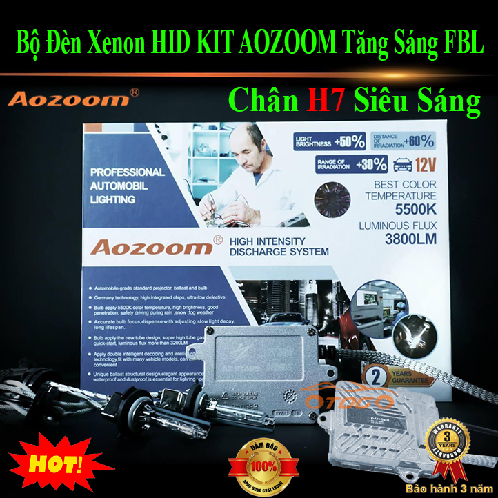 Bộ Đèn Xenon HID KIT Aozoom FBL Tăng Sáng Chân H7 Siêu Sáng , Bảo Hành 3 Năm