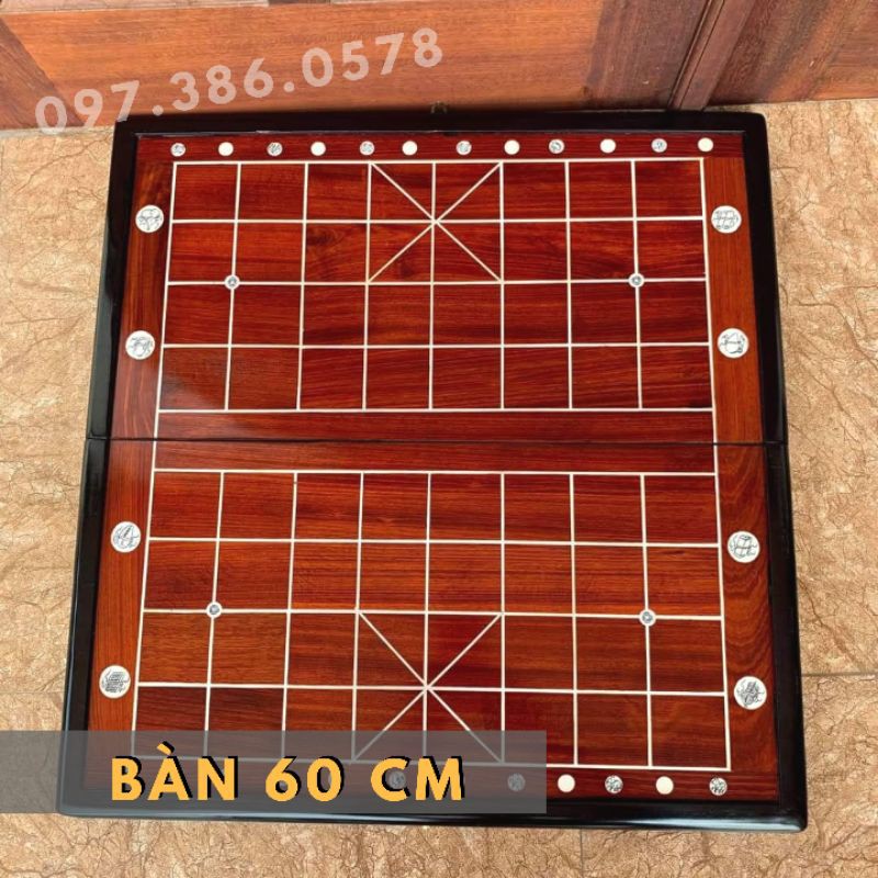 Bàn cờ tướng gỗ hương 60cm và quân cờ