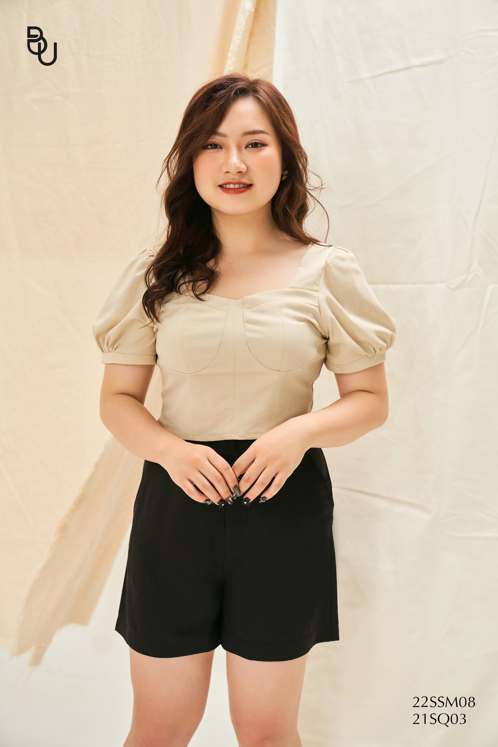 Áo croptop cup ngực v giữa BIGSIZE (55kg đến 95kg) - 22SSM08 - [BUstu Bigsize]