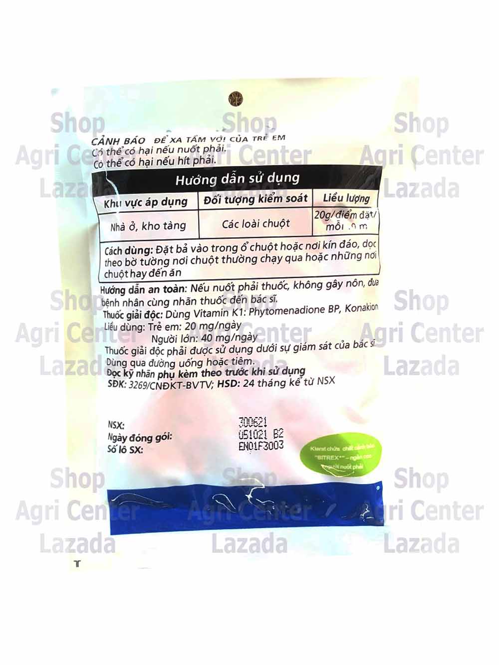 THUỐC DIỆT CHUỘT KILLRAT 0.005% - Bã Đã Trộn Sẵn (Gói 50g)