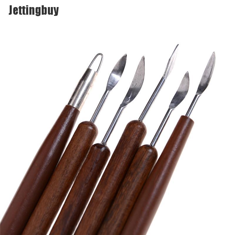 Jettingbuy 6pcs Clay Sculpting Wax Carving Pottery DIY Tools Shapers Polymer Modeling Gift