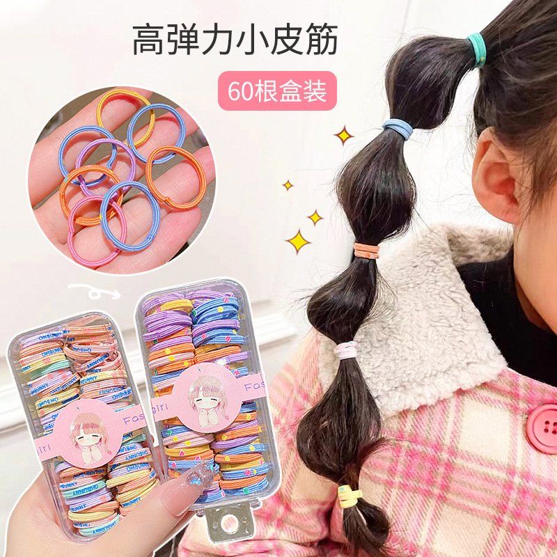 SET 60 DÂY CỘT TÓC CAO SU NHIỀU MÀU ĐÀN HỒI CAO CHO BÉ - THUN CÔT TÓC