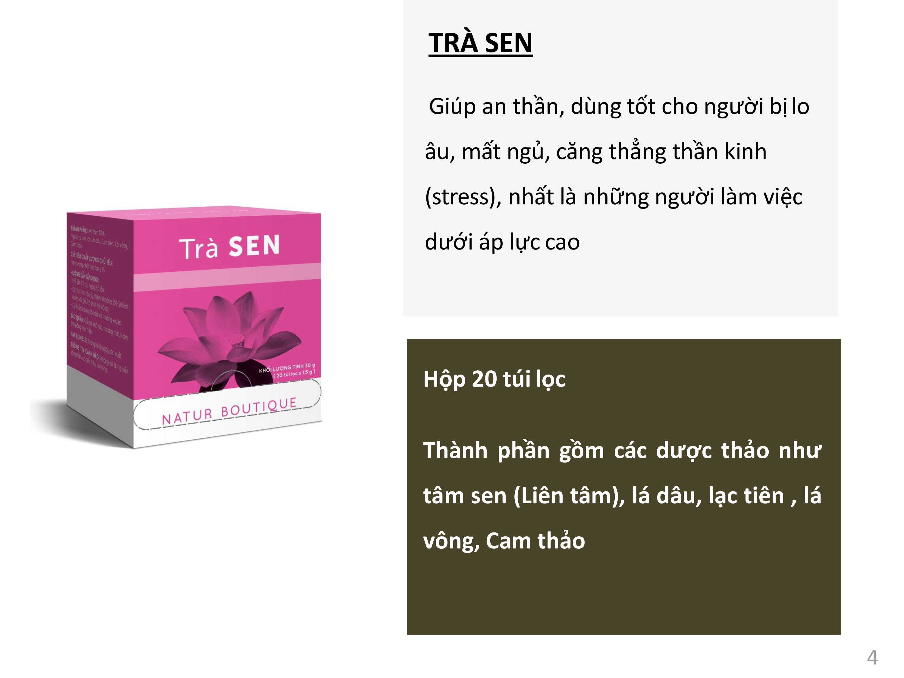 Trà sen, 20 túi lọc  (Lotus Tea,  20 teabag)