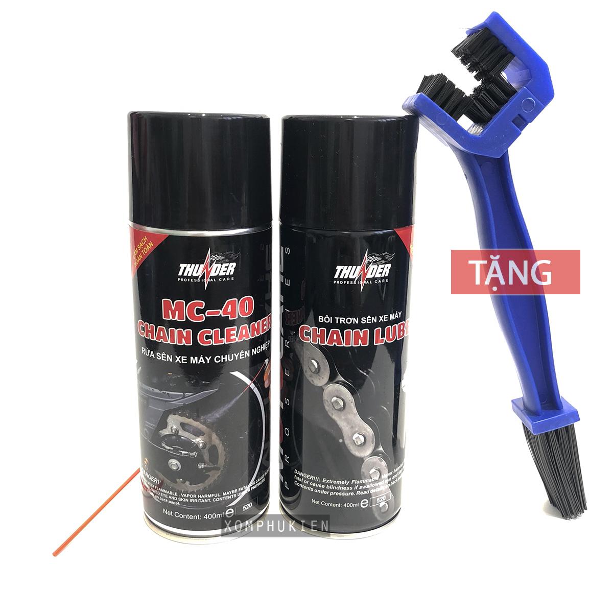 [HCM]Bộ 2 chai Rửa và Bôi Trơn Sên Thunder [ Kèm cọ chà sên ]