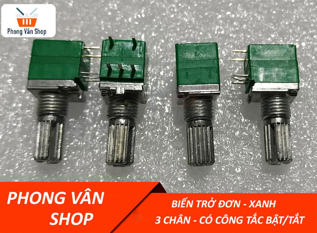 3 Biến trở đơn xanh đủ các loại - 3 chân - có công tắc bật-tắt